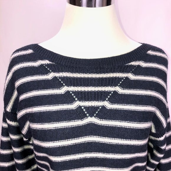 Rebecca Taylor French Sailor Embroidered Striped Light Fine Merino Sweater - Picture 4 of 12